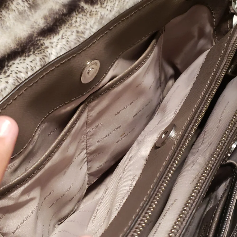 Michael Kors Brown Satchel with Silver Hardware